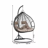 Záhradné závesné hojdacie dvojkreslo  - vajíčko s vankúšmi
