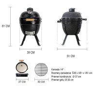 Keramický gril Kamado 14" červený  vonkajší priemer-37 cm      N-1045